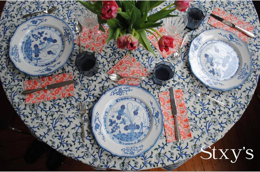 Block Print Poppy Cocktail Napkins