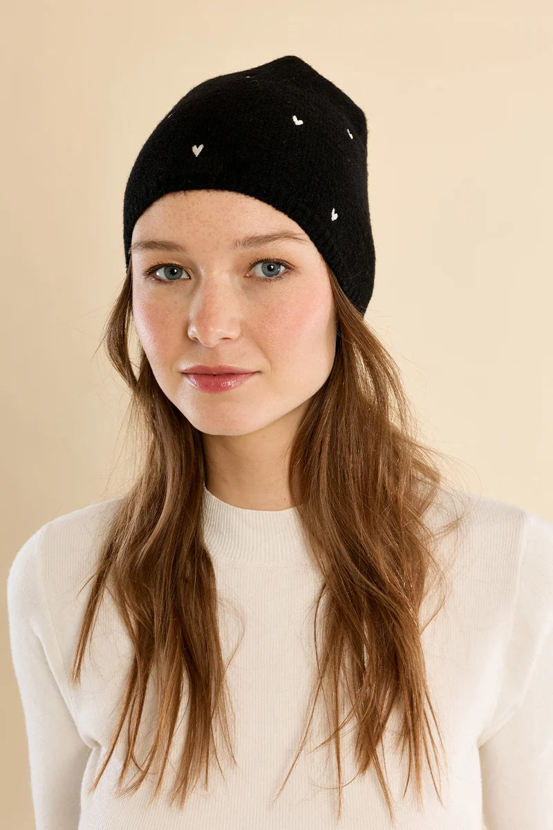 MB Heart Black Beanie