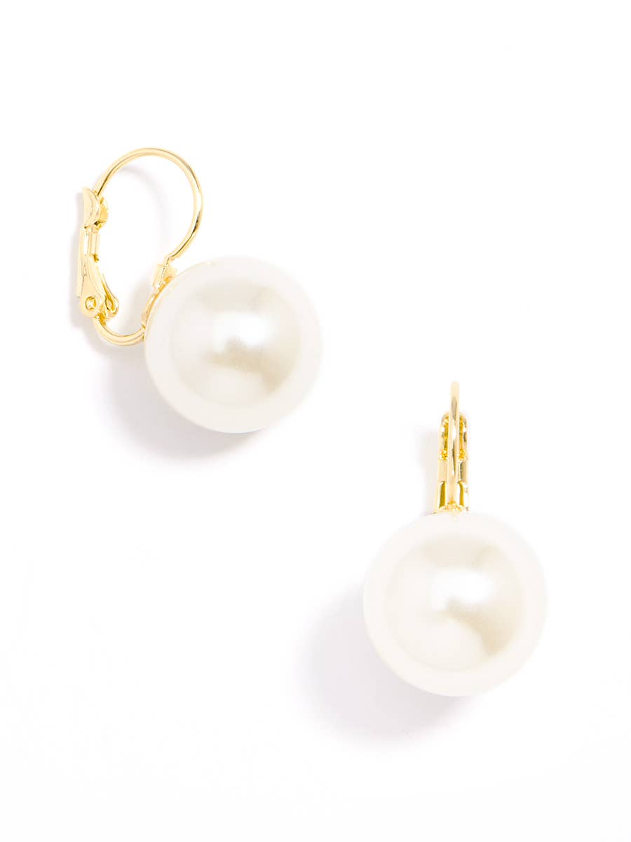 Single Pearl Drop Earring With Silver Accents