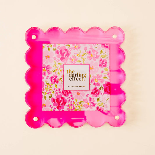 Hot Pink Scalloped Square Frame