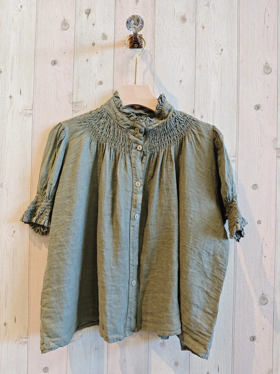 Khaki Linen Top