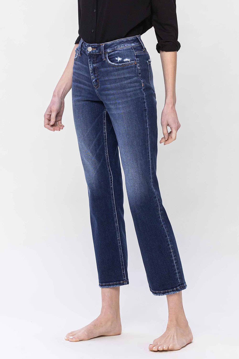 High Rise Ankle Straight Jeans F5289