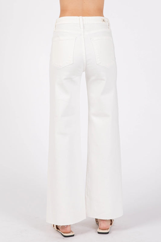 White Paola A-Line Scissor Cut Hem Jean