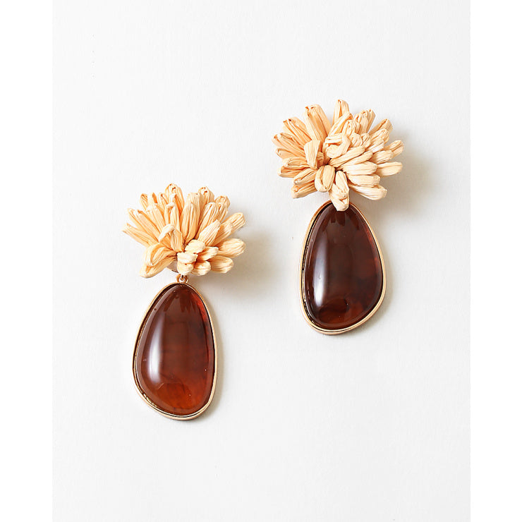 Raffia Flower Resin Earrings