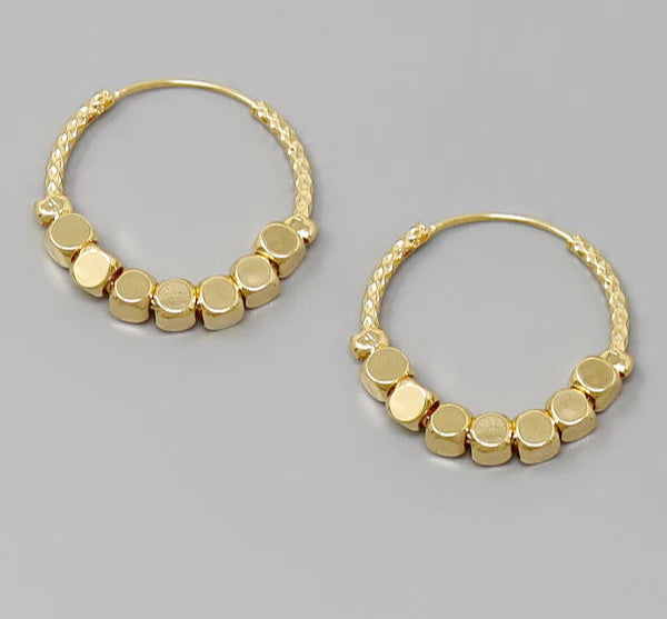 Textured Bead Gold Filled Hoop Earrings