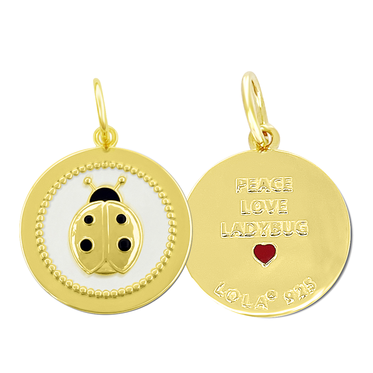 Lady Bug Gold Alpine white Small Pendant