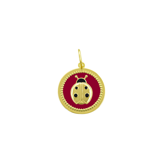 Lady Bug Gold Red Mini Pendant