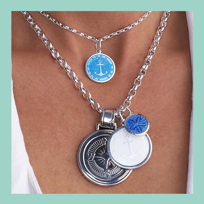 Anchor Light Blue Silver Mini Pendant