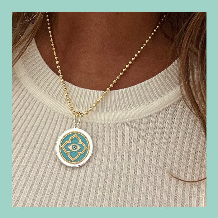 Evil Eye Turquoise Silver Small Pendant