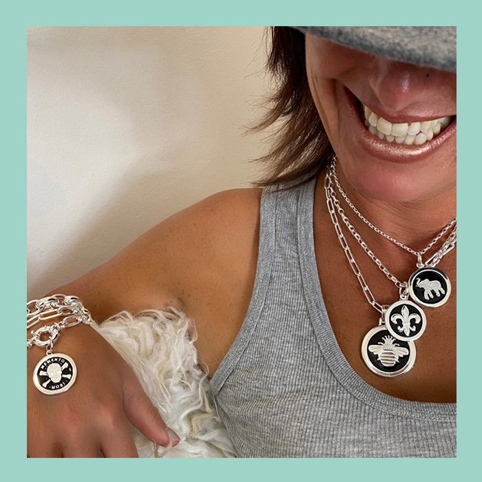 Queen Bee Black Silver Small Pendant