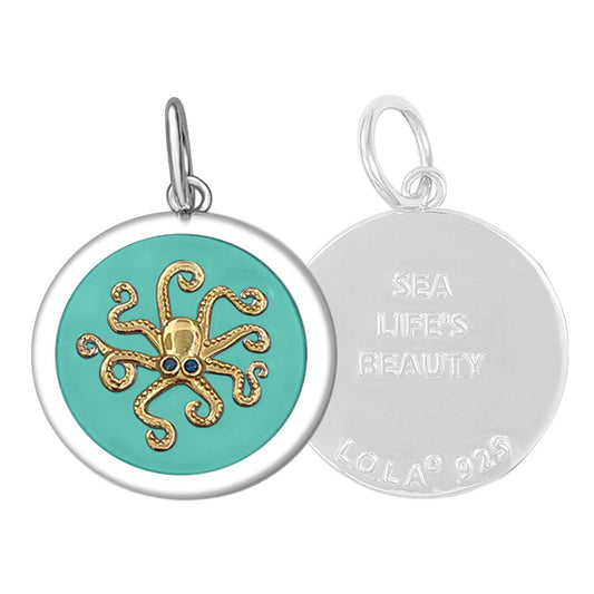 Octopus Seafoam Gold Small Pendant