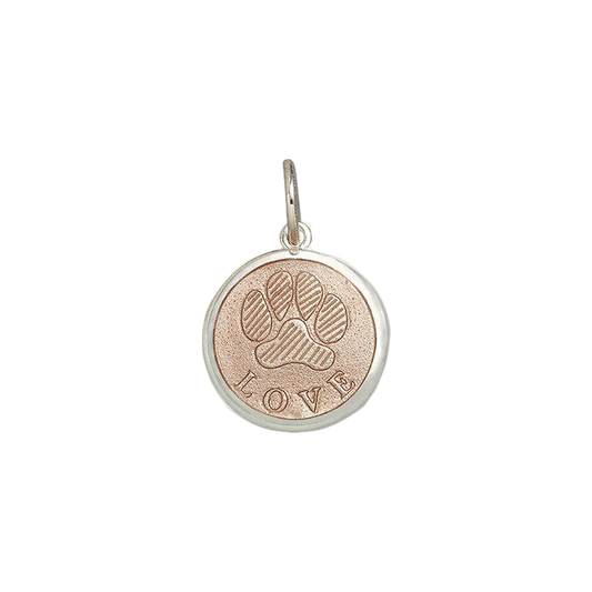 Paw Print Pink Silver Small Pendant