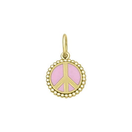 Peace Sign All Gold Flamingo Pink Small Pendant