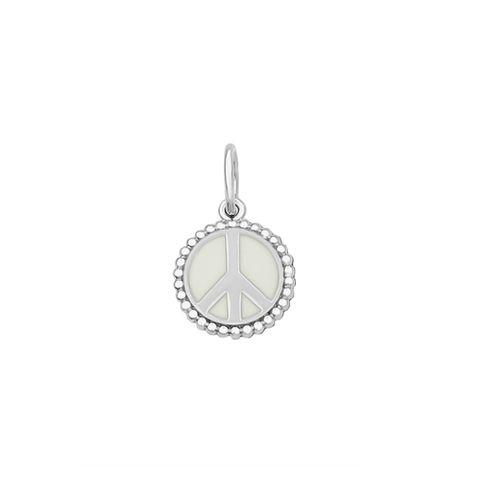 Peace Sign Alpine White Silver Mini Pendant