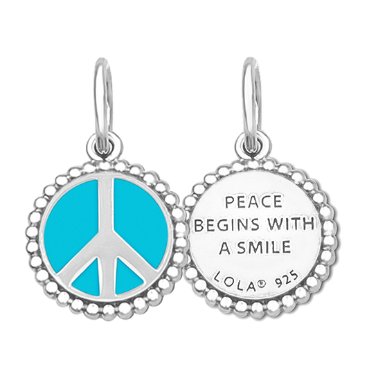 Peace Sign Alpine White Silver Mini Pendant