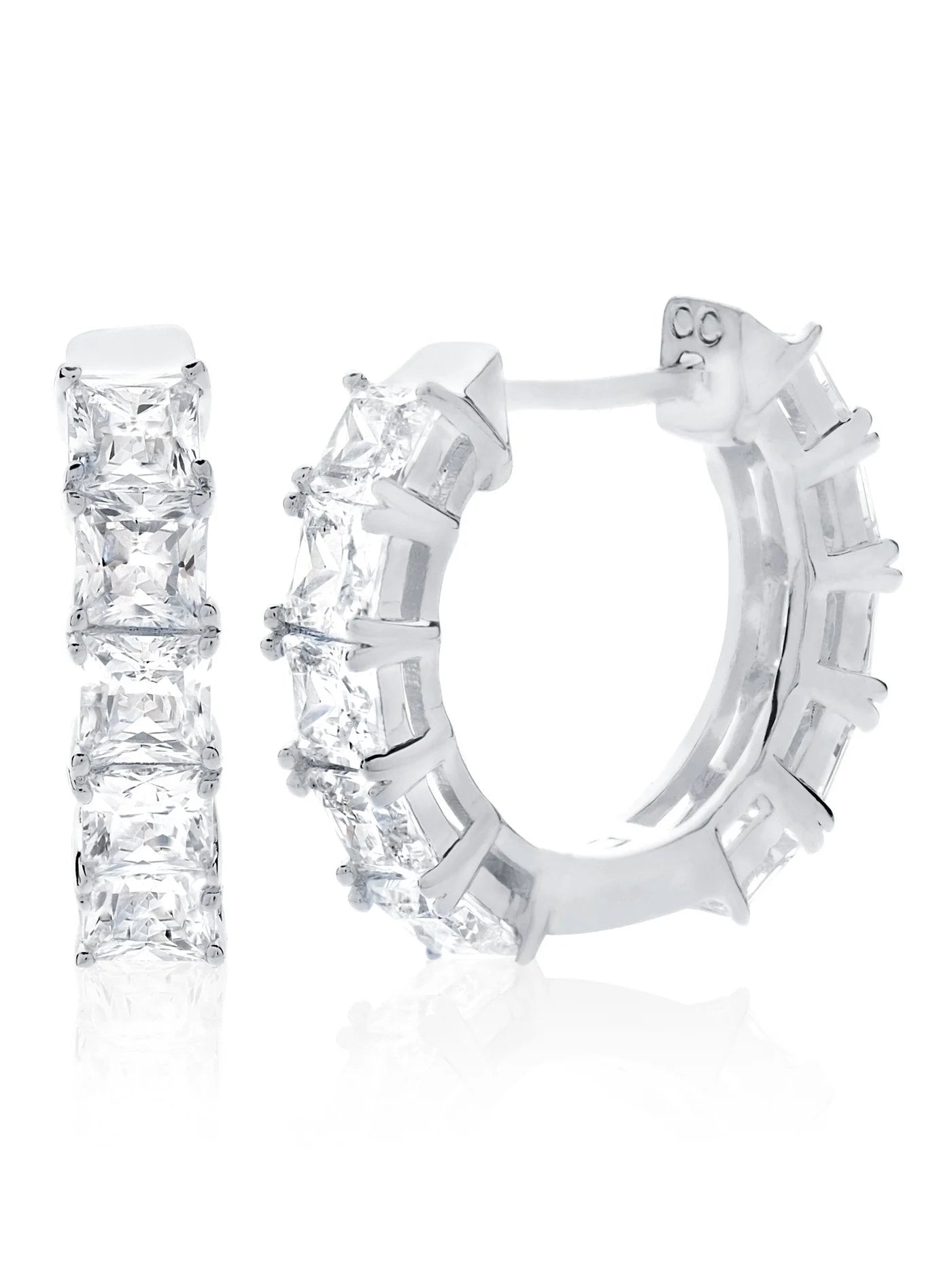 Princess Cut Hoop Earrings in Platinum - 9010504E00CZ