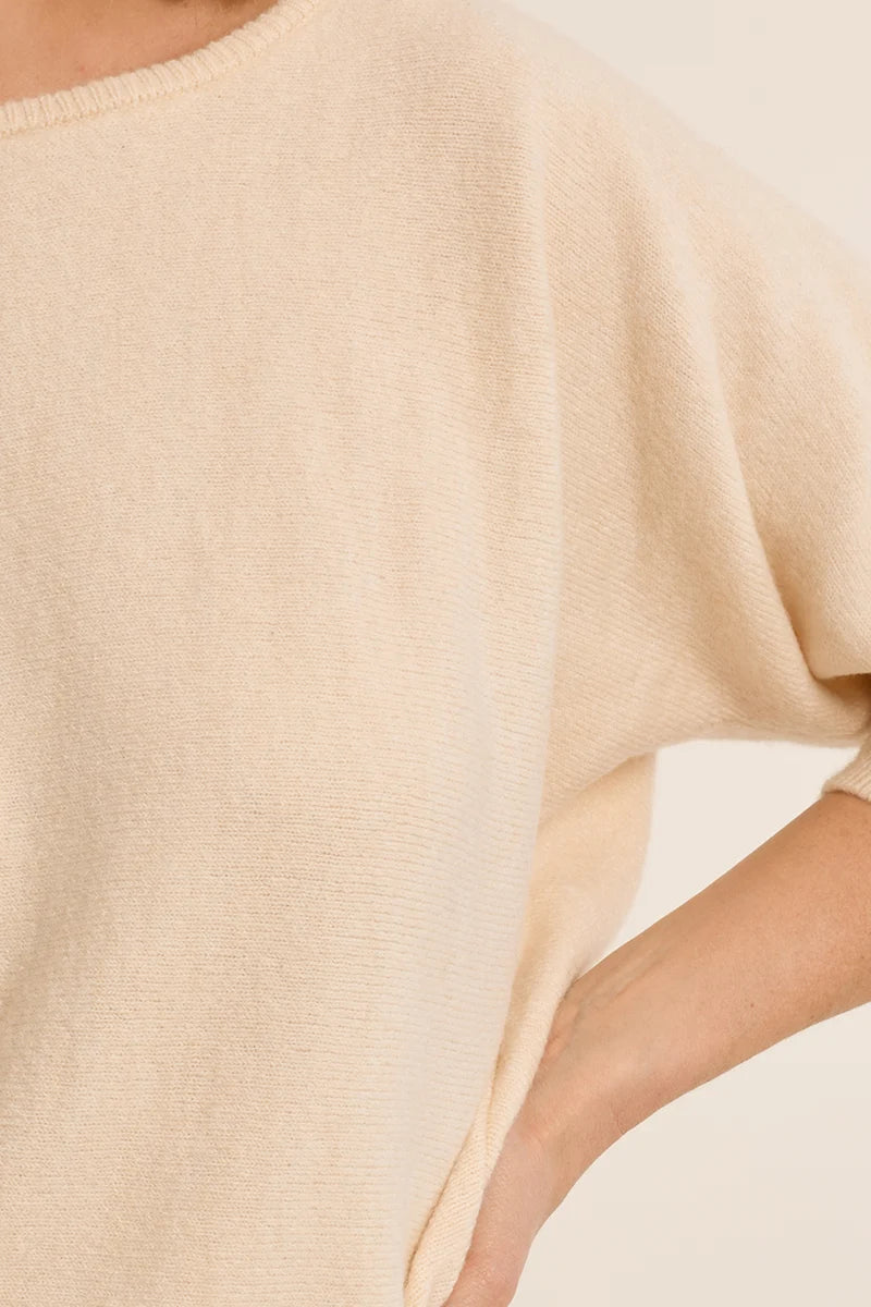Cream MB Open Back Sweater