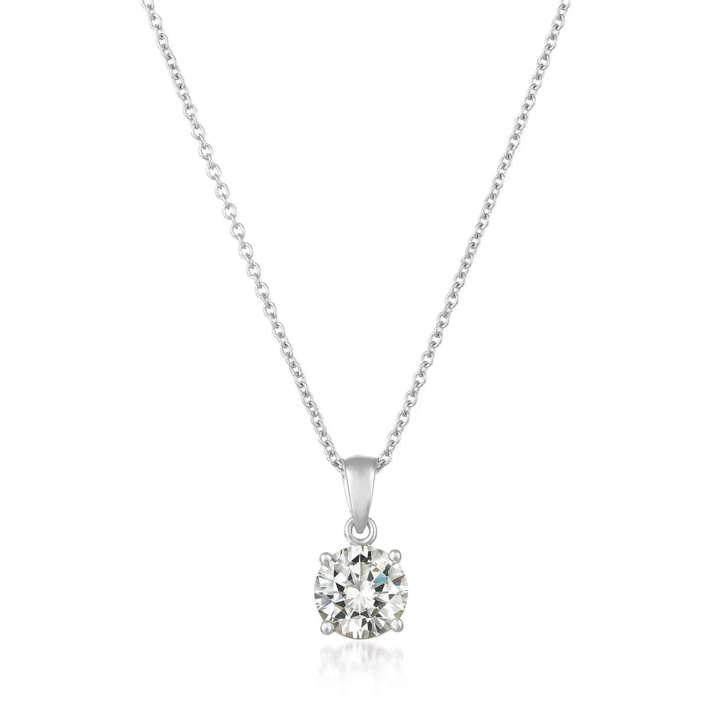 Princess Cut Solitaire Bezel Set Small Pendant Necklace in Platinum - 902544N16CZ