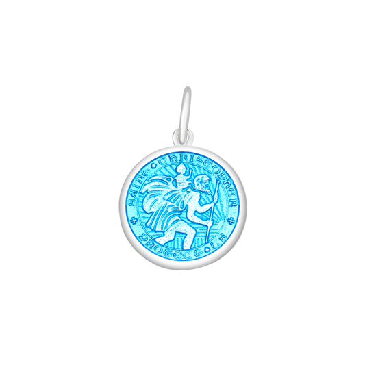 St. Christopher Light Blue Silver Small Pendant