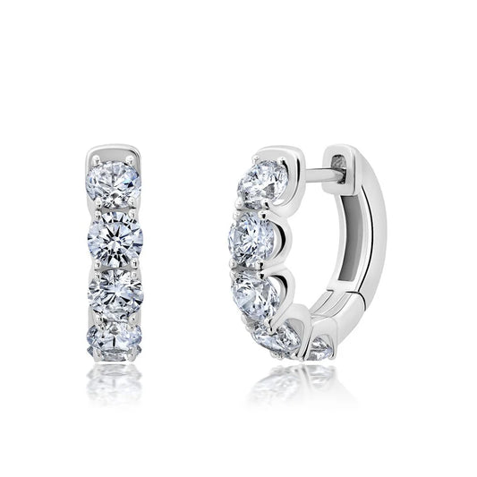 Small Brilliant Cut Hoop Earrings in Platinum - 9012644E00CZ