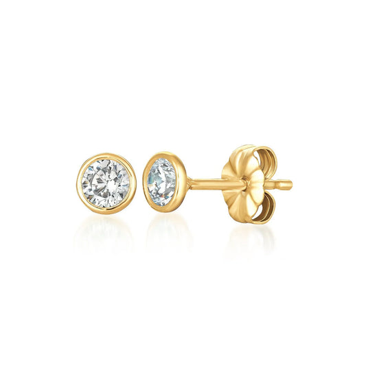 1ct Solitaire Bezel Set Earrings in 18kt Gold - 302223E00CZ