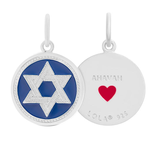 Star of David Royal Blue Silver Small Pendant