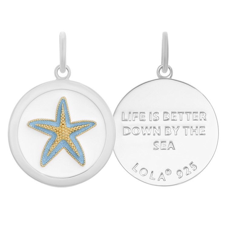 Starfish Light Blue Gold Small Pendant