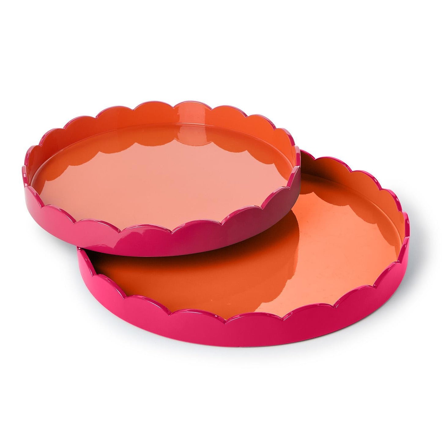 Pink Scalloped Lacquered Trays