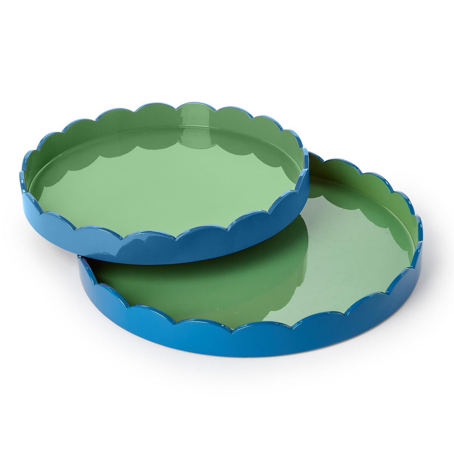 Blue Scalloped Lacquered Trays