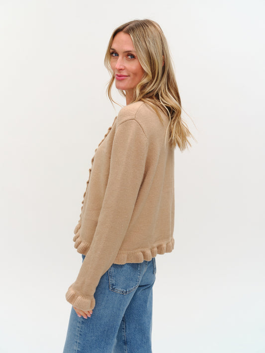 Chelsea Ruffle Eggshell Sweater