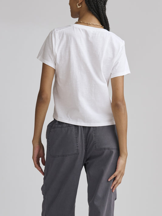 White Vneck Louisa Short Sleeve Tee