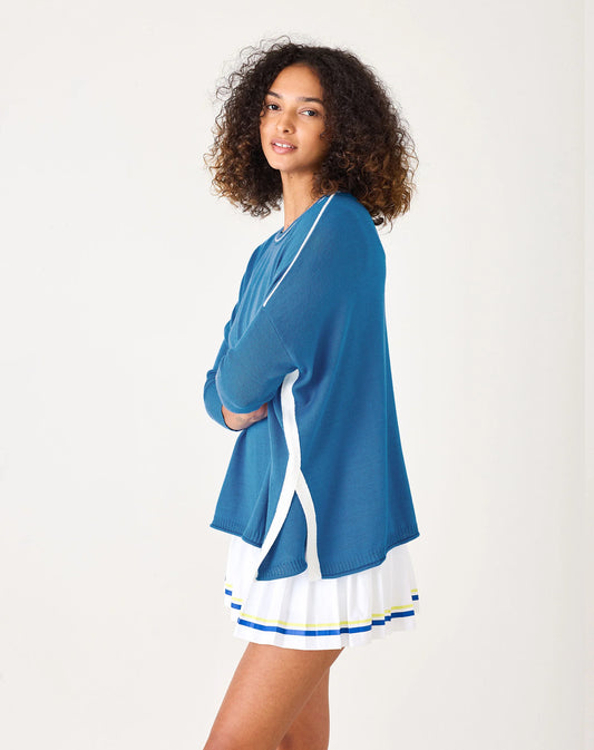 Blue White Contrast Catalina Sweater
