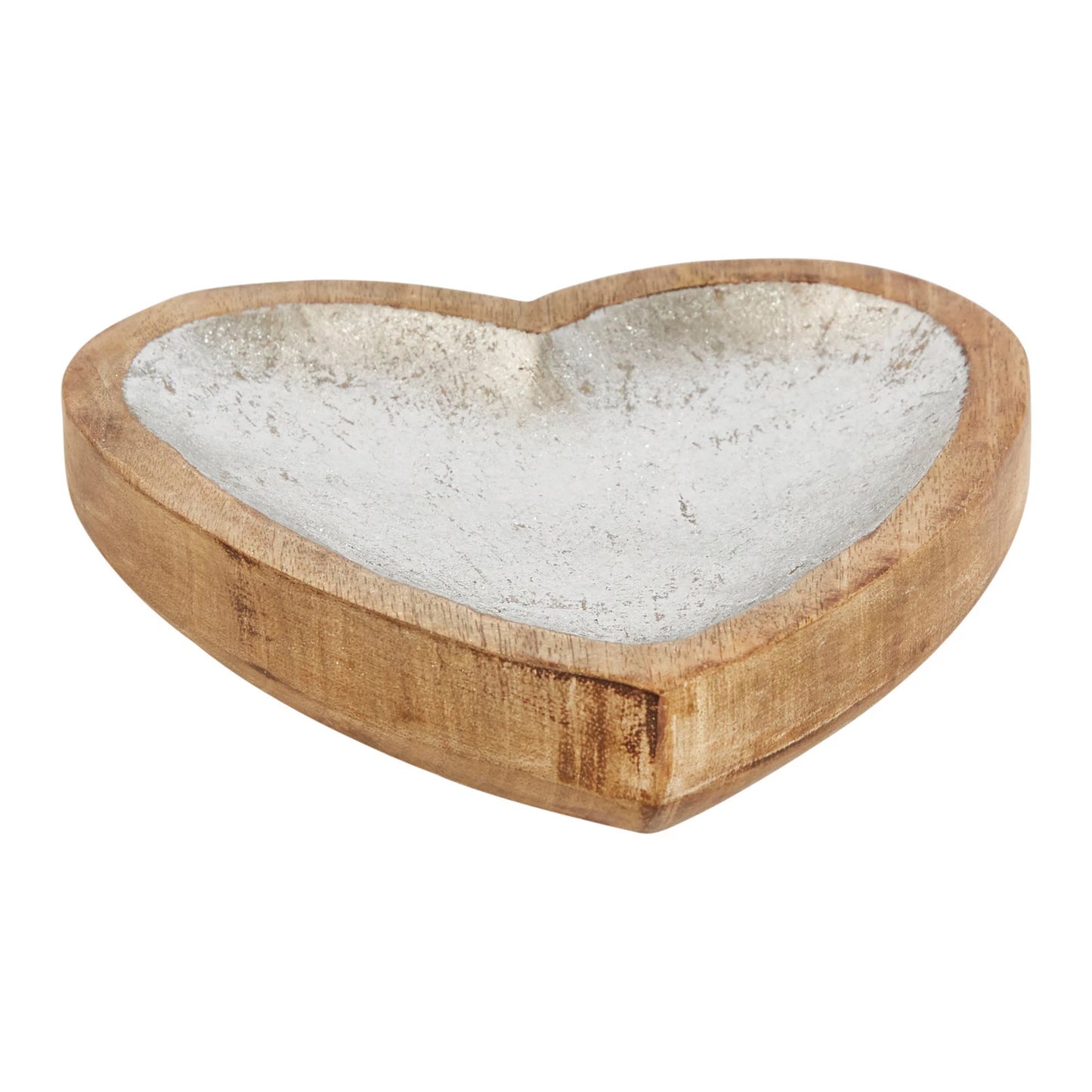 Wood Silver Heart