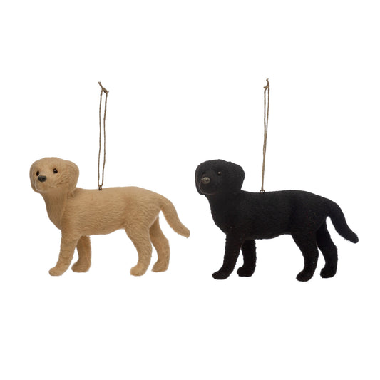 3-3/4"H Faux Fur Labrador Ornament, 2 Colors