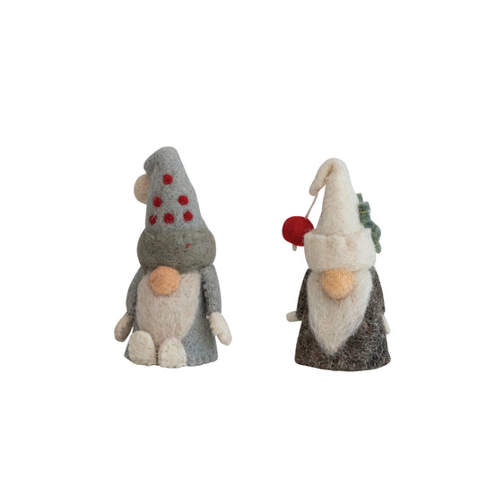 4"H Handmade Wool Felt Gnome Bottle Topper, Multi Color, 2 Styles