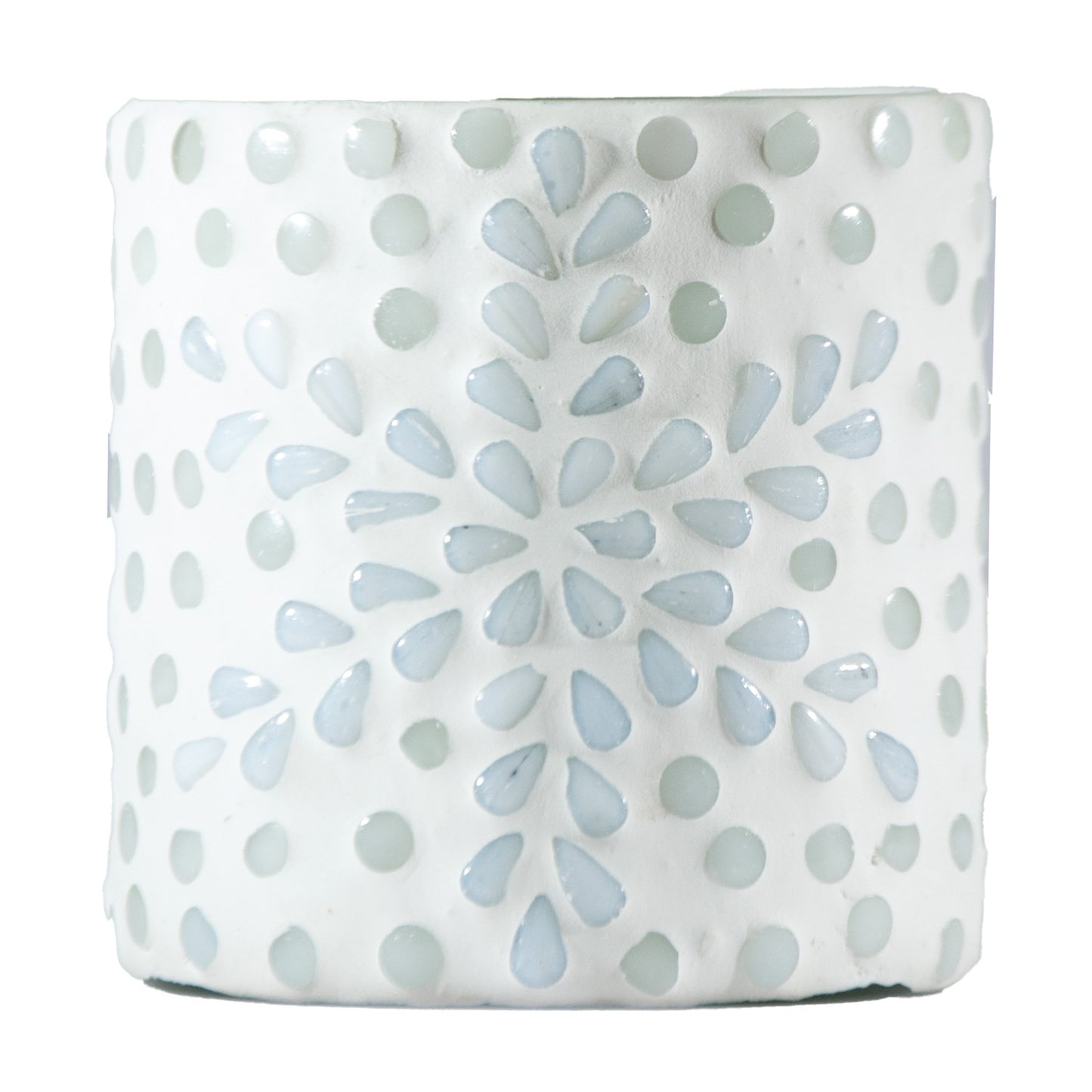 Glass Mosaic Tealight/Votive Holder with Snowflake, White