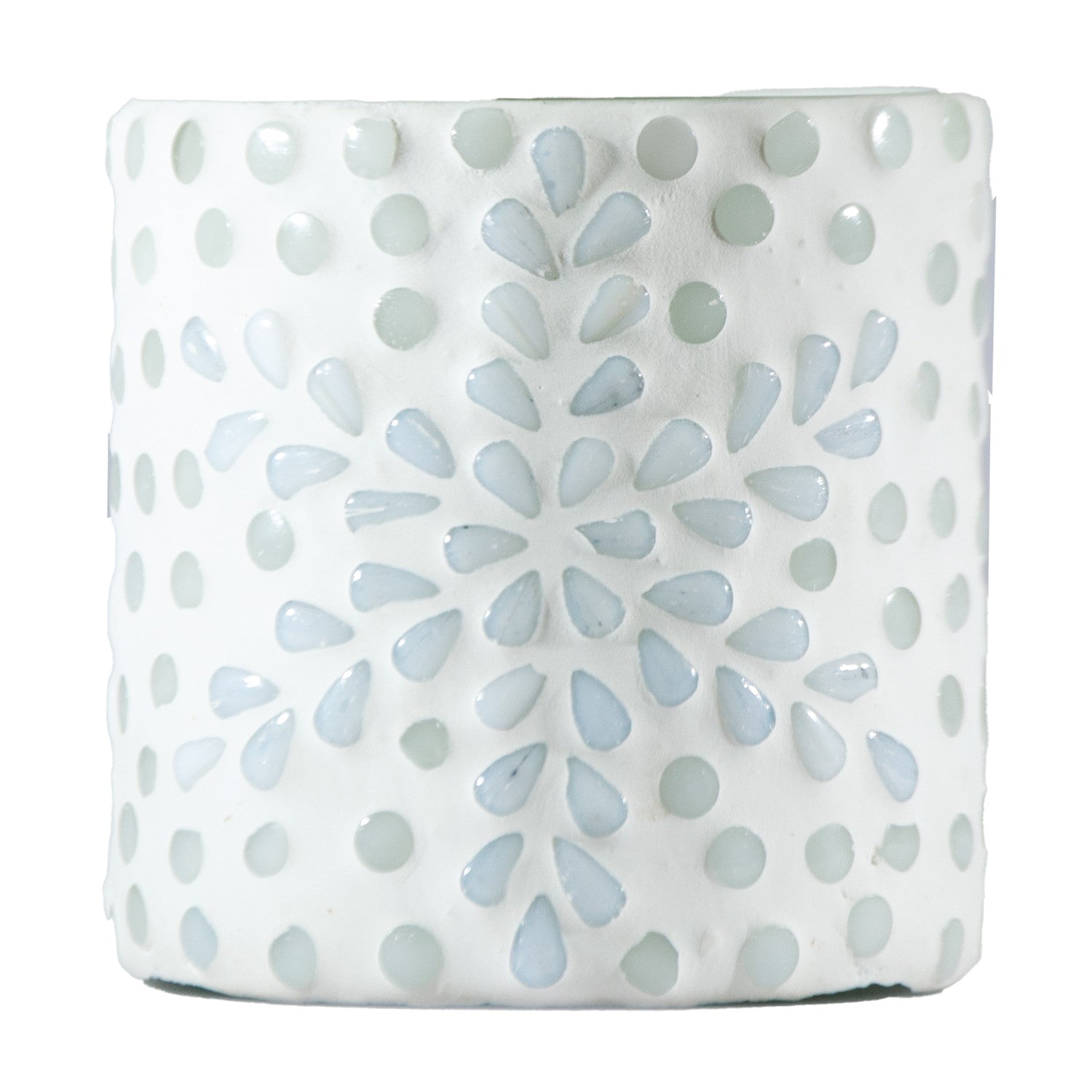 Glass Mosaic Tealight/Votive Holder with Snowflake, White