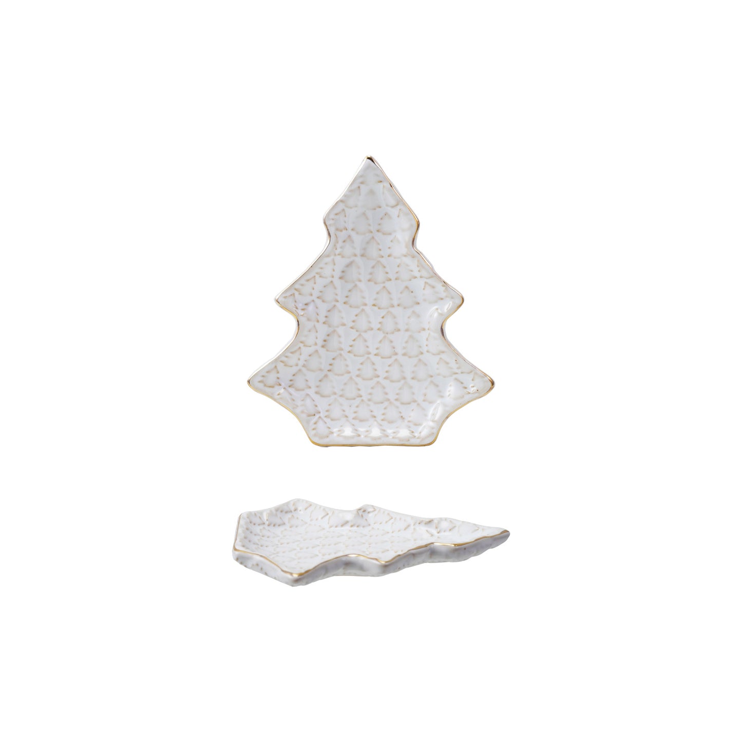 Stoneware Tree Shaped Plate with Trees (Each Will Vary)
