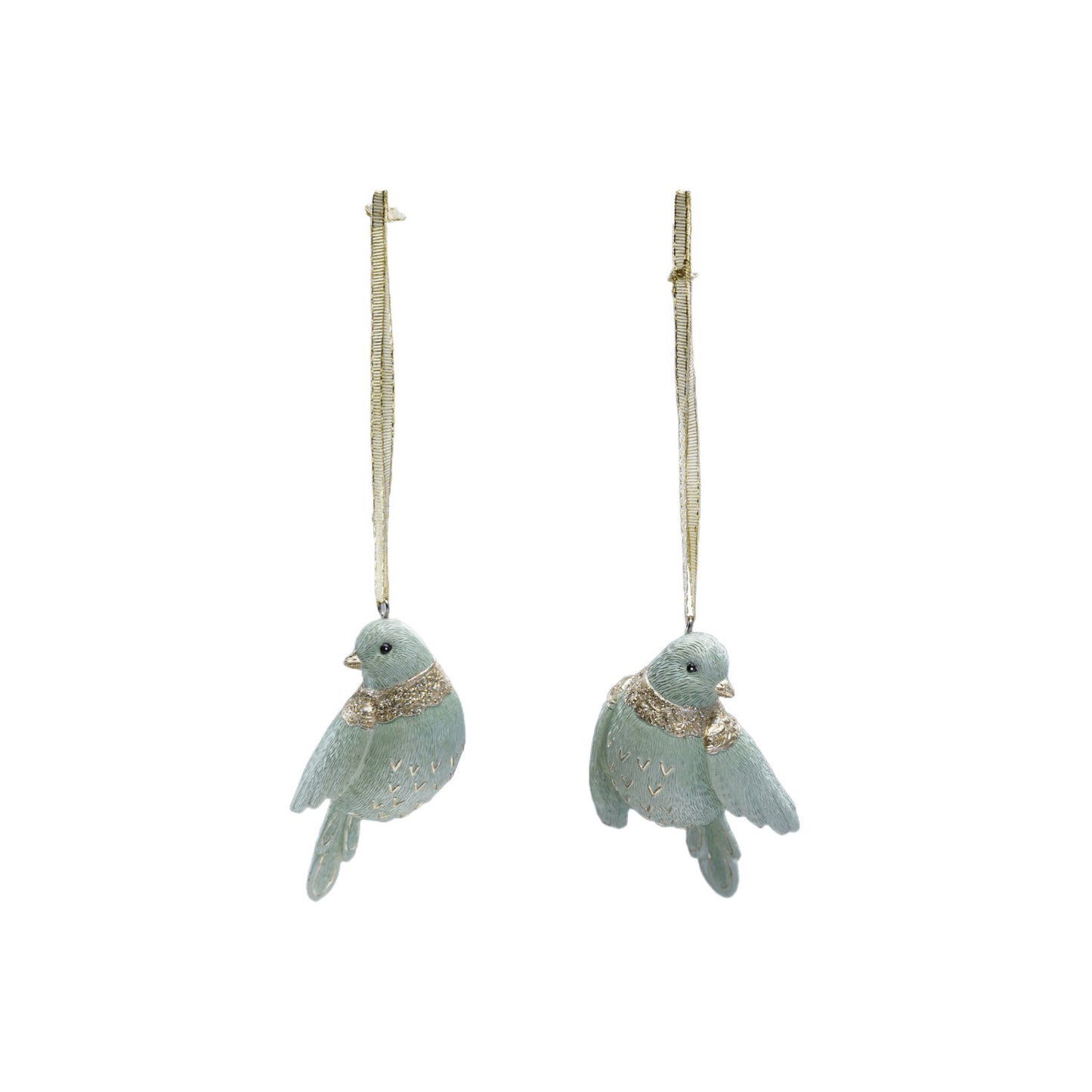 Resin Bird Ornament with Glitter, Gold Finish, 2 Styles