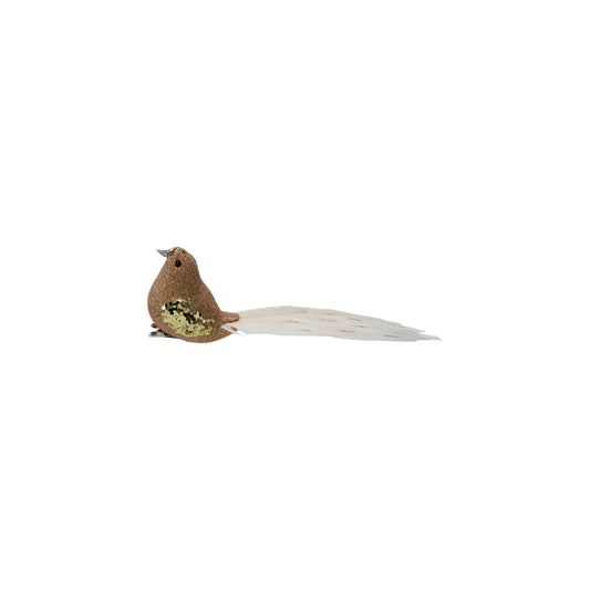 Foam & Feather Bird Clip-on Ornament with Gold Glitter & Sequins