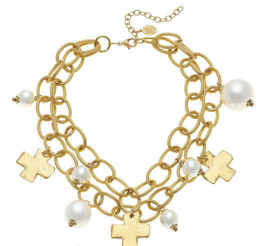 Pearl Cross Multi Necklace