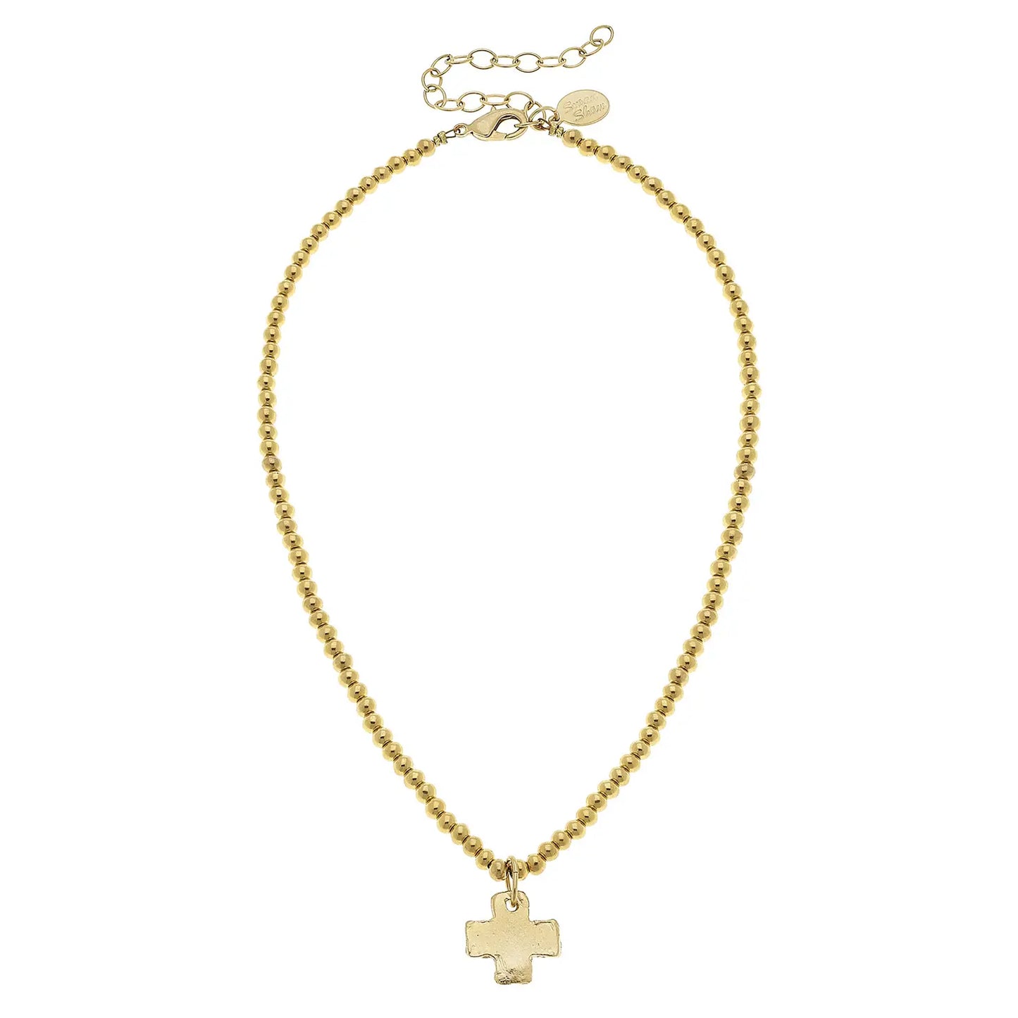 Gold Cross Gold Beaded Necklace