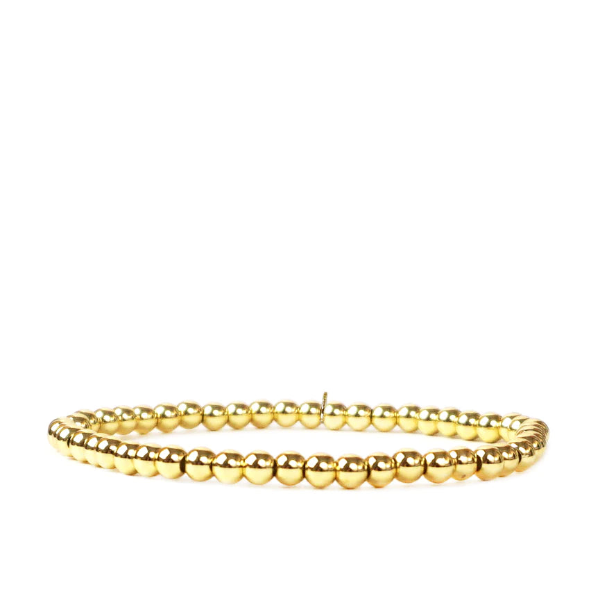 4 mm Gold Beaded Stretch Bracelet