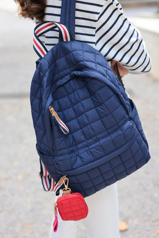 Ezra Navy Quilted Backpack
