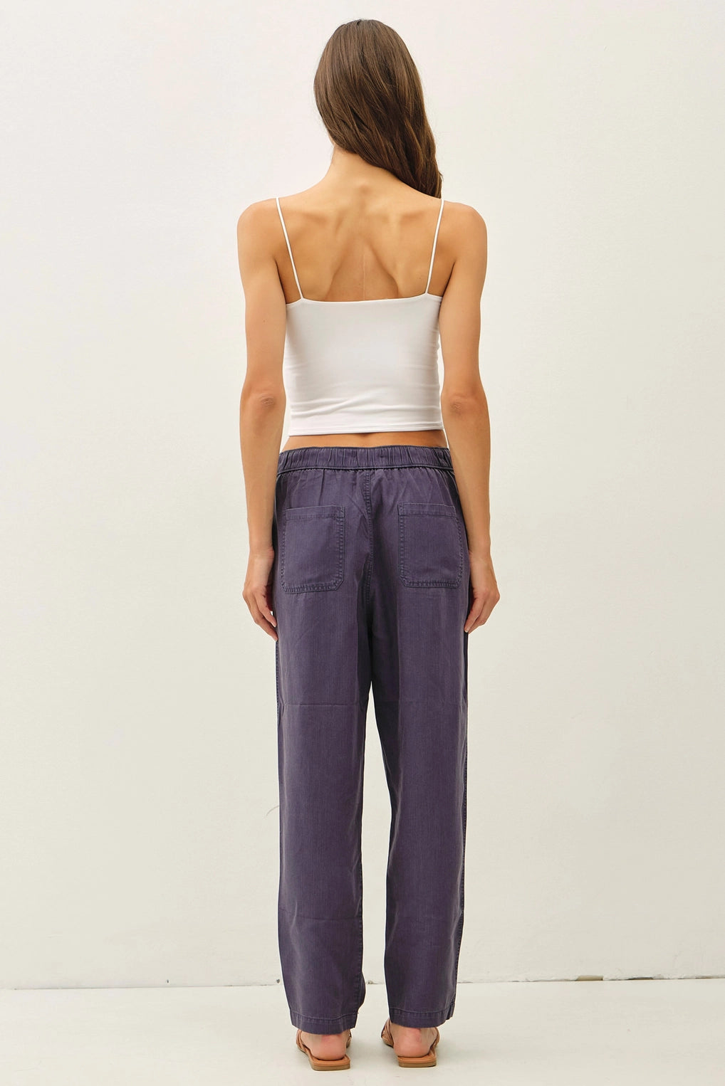 Charcoal Blue Tencel Tapered Pants