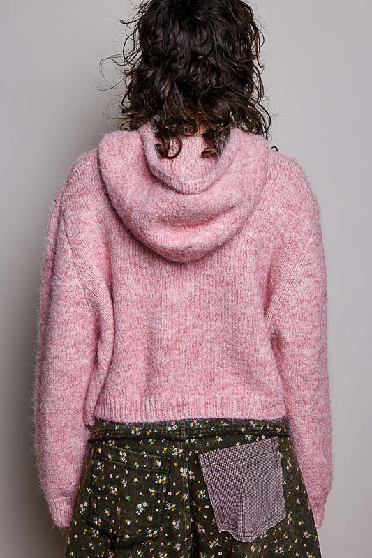 Pink Knit Hood Sweater