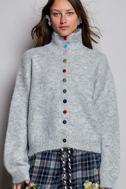 Grey Buttoned Sweater