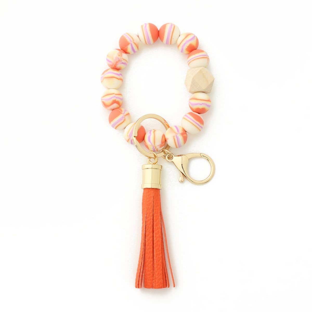 Silicone Bead Wristlet Tassel Keychain