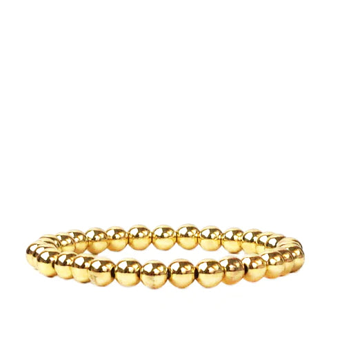 6 mm Gold Beaded Stretch Bracelet
