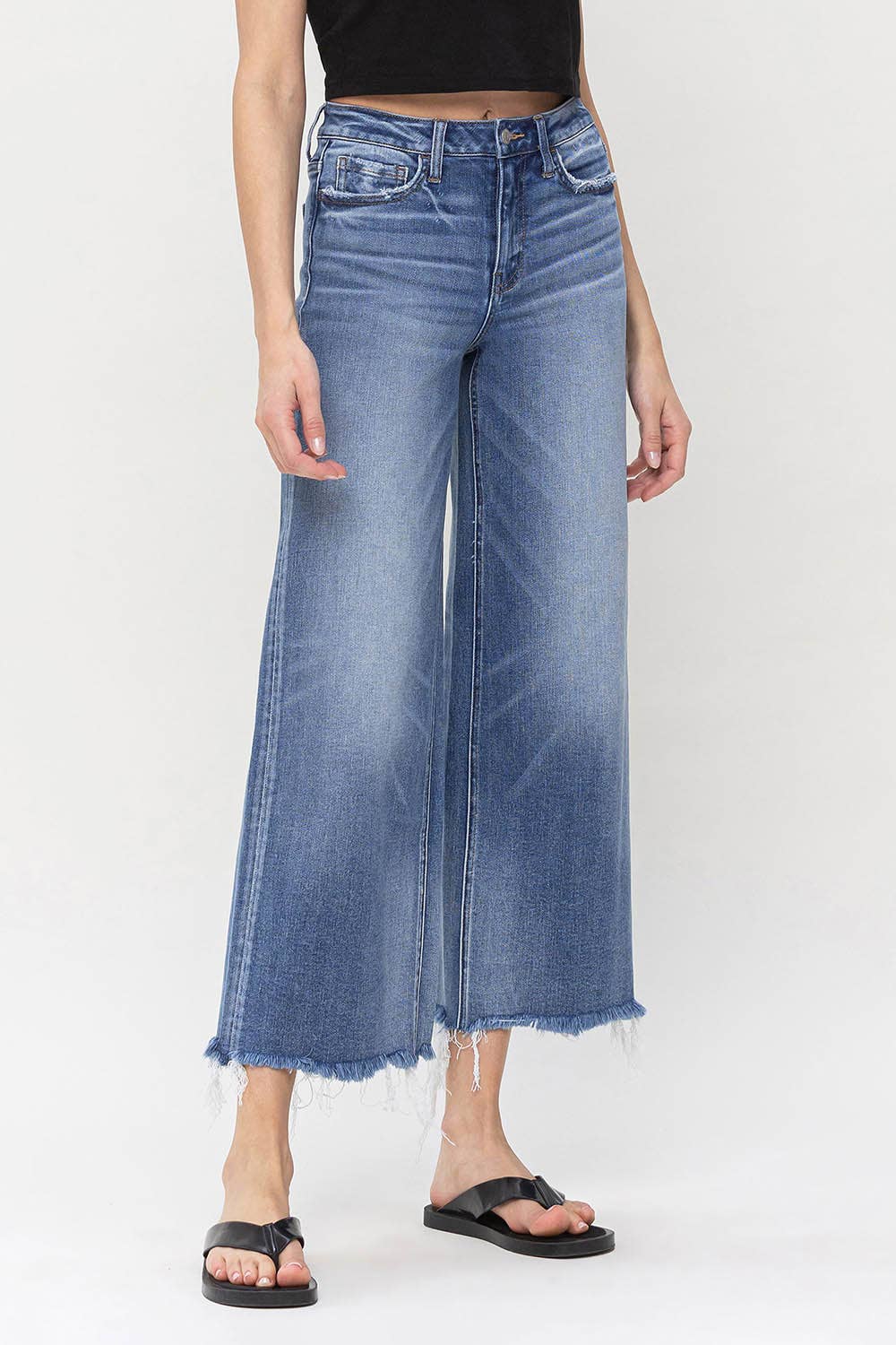 High Rise Crop Wide Leg Jeans F5204